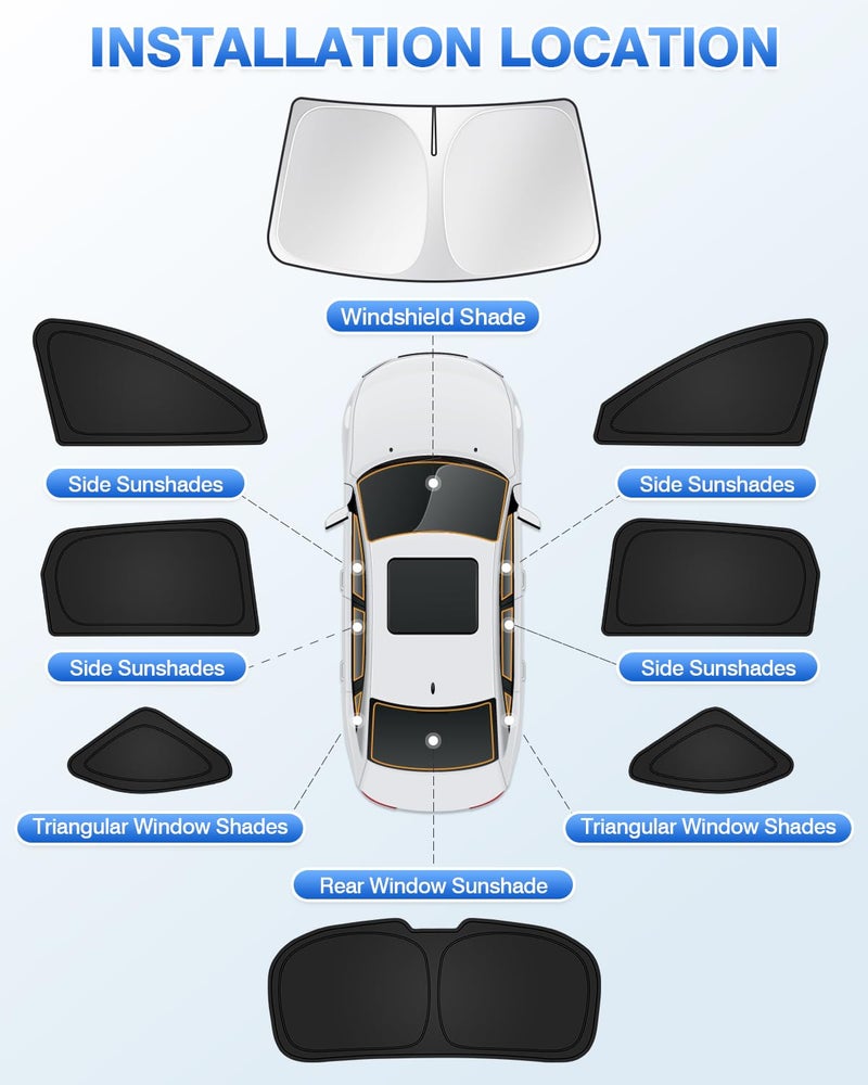 Canvcle Sunshades for Mazda CX-90 2024-2025 CX90 Accessories Windshield Sun Shade Side Rear Window Shade Cover Sun Visor Shield Privacy Protection Keep Vehicle Cool Black 8PCS - Image 5